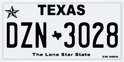 TX license plate DZN3028