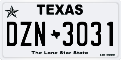 TX license plate DZN3031