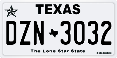 TX license plate DZN3032