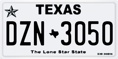 TX license plate DZN3050