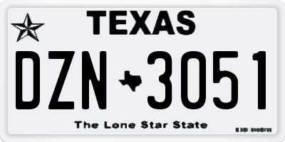 TX license plate DZN3051