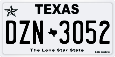 TX license plate DZN3052