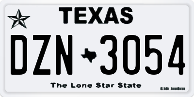 TX license plate DZN3054