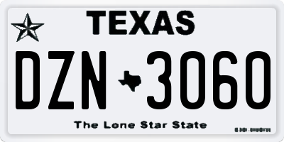 TX license plate DZN3060