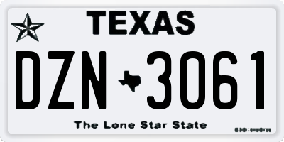TX license plate DZN3061