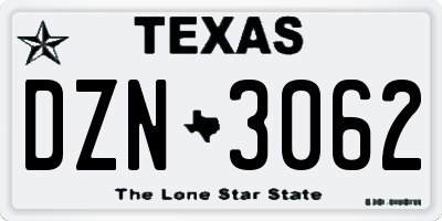 TX license plate DZN3062
