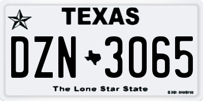 TX license plate DZN3065