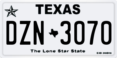 TX license plate DZN3070