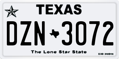 TX license plate DZN3072