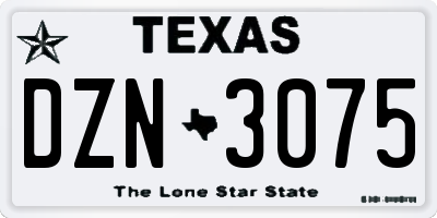 TX license plate DZN3075