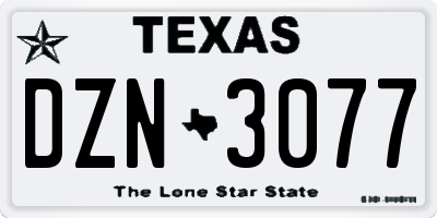 TX license plate DZN3077