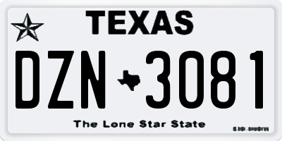 TX license plate DZN3081