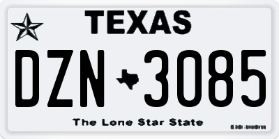 TX license plate DZN3085