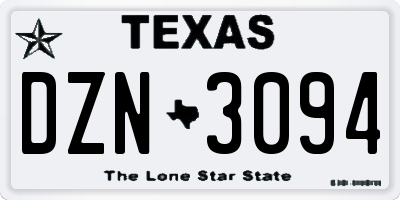 TX license plate DZN3094
