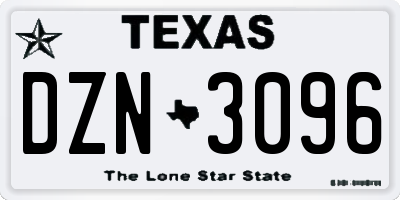 TX license plate DZN3096