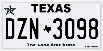 TX license plate DZN3098