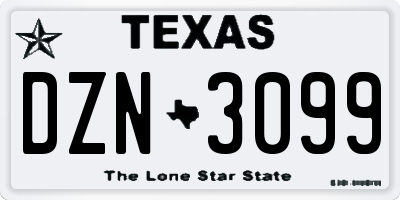 TX license plate DZN3099