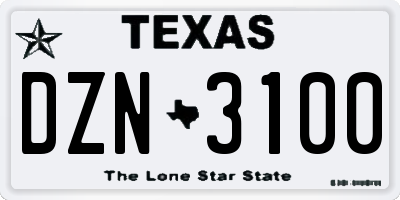 TX license plate DZN3100