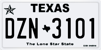 TX license plate DZN3101