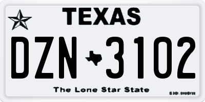 TX license plate DZN3102