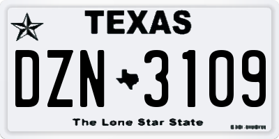 TX license plate DZN3109