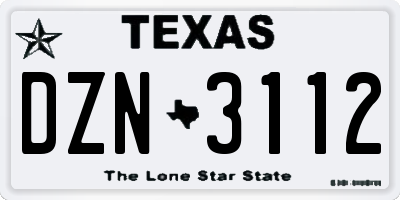 TX license plate DZN3112
