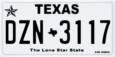 TX license plate DZN3117