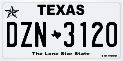 TX license plate DZN3120