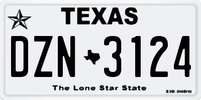 TX license plate DZN3124