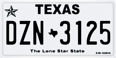 TX license plate DZN3125