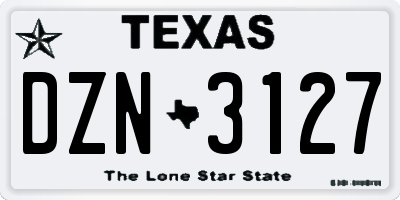 TX license plate DZN3127