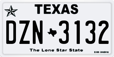 TX license plate DZN3132