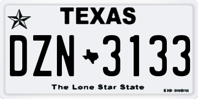 TX license plate DZN3133