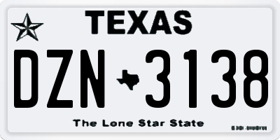 TX license plate DZN3138