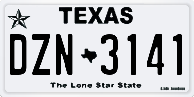 TX license plate DZN3141