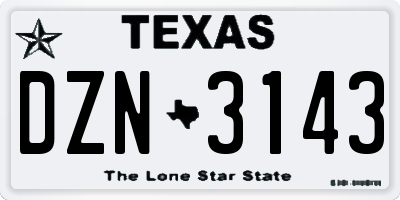 TX license plate DZN3143