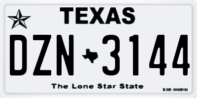 TX license plate DZN3144