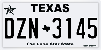 TX license plate DZN3145