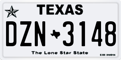TX license plate DZN3148