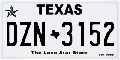 TX license plate DZN3152