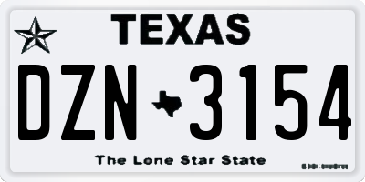 TX license plate DZN3154