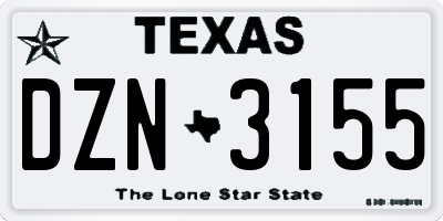 TX license plate DZN3155