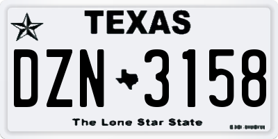 TX license plate DZN3158