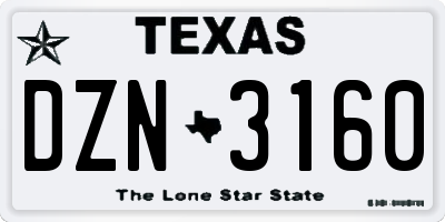 TX license plate DZN3160