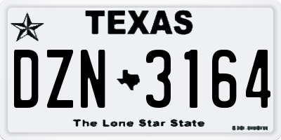 TX license plate DZN3164