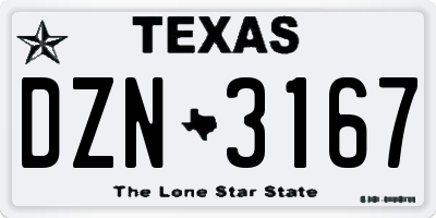 TX license plate DZN3167