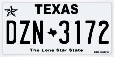 TX license plate DZN3172