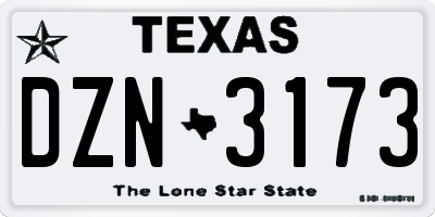 TX license plate DZN3173