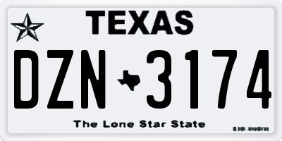 TX license plate DZN3174