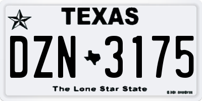 TX license plate DZN3175